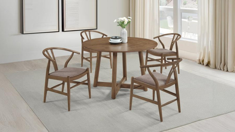 Dinah 5-piece Round Solid Wood Dining Set