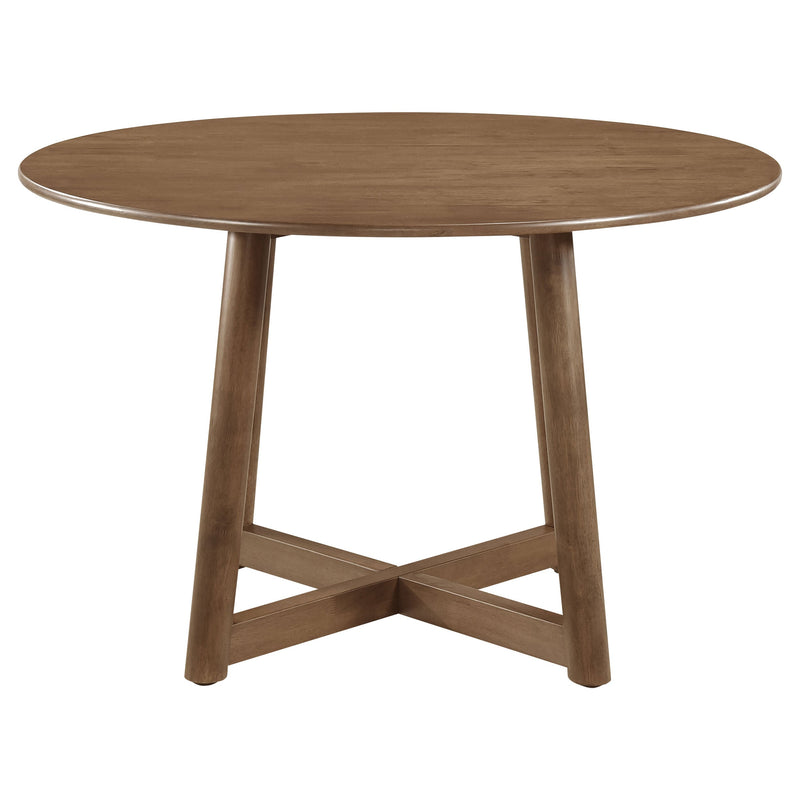 Juego de comedor redondo Dinah de 5 piezas de madera maciza, nogal