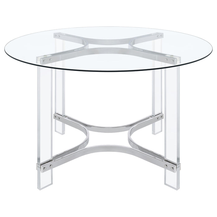 Keeling  Round Glass Top Acrylic Dining Set Chrome