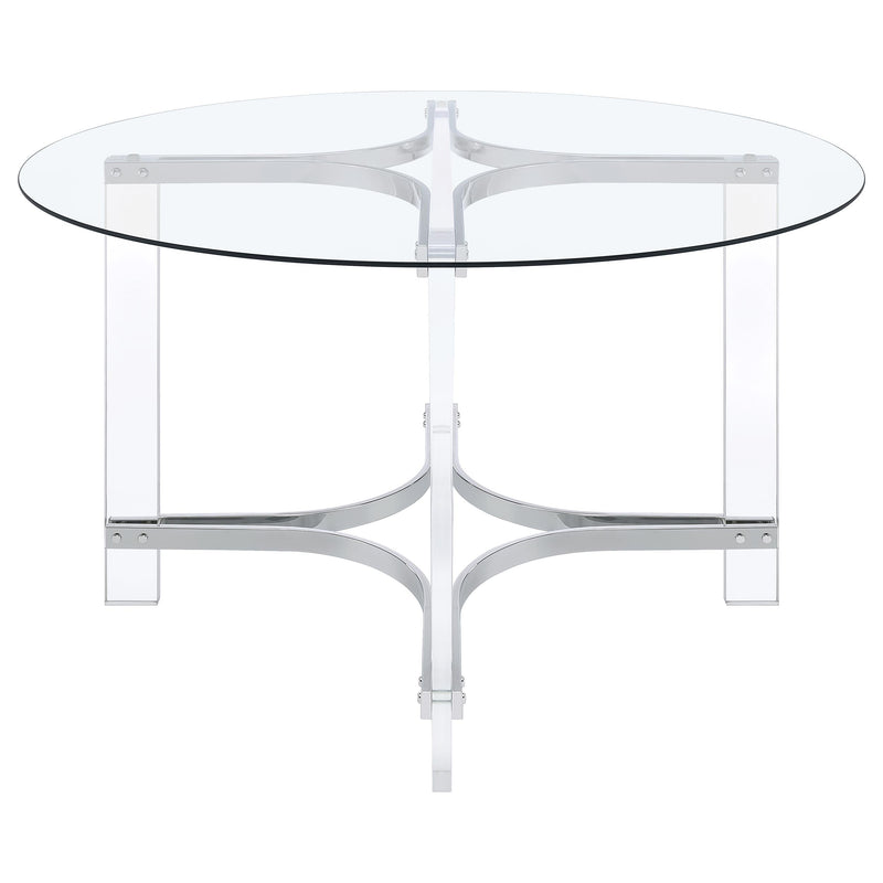 Mesa de comedor Keeling redonda de 47 pulgadas con cubierta de vidrio y acrílico cromado