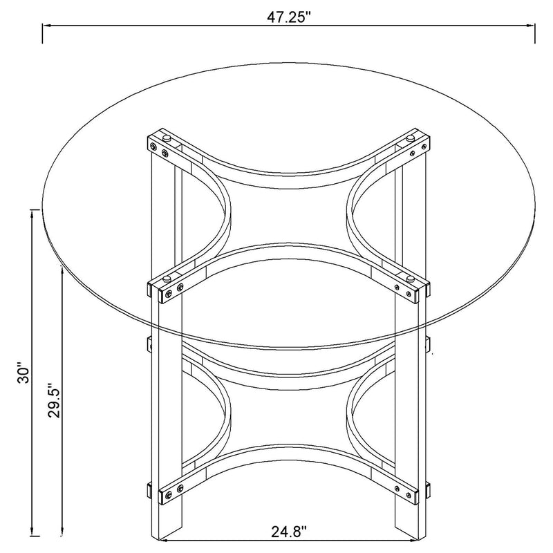 Mesa de comedor Keeling redonda de 47 pulgadas con cubierta de vidrio y acrílico cromado