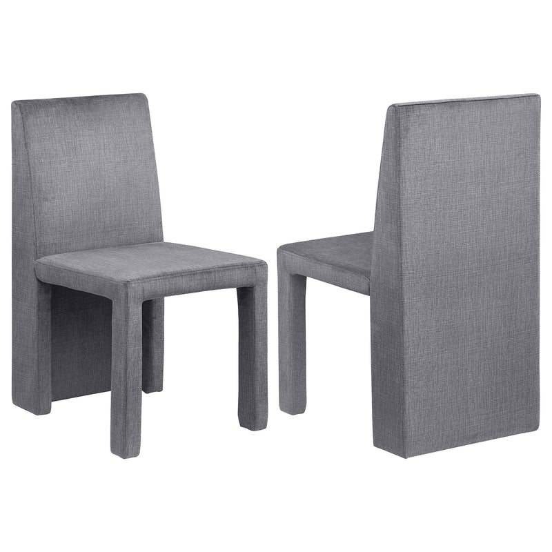 Silla de comedor lateral tapizada en terciopelo Tordera gris (juego de 2)