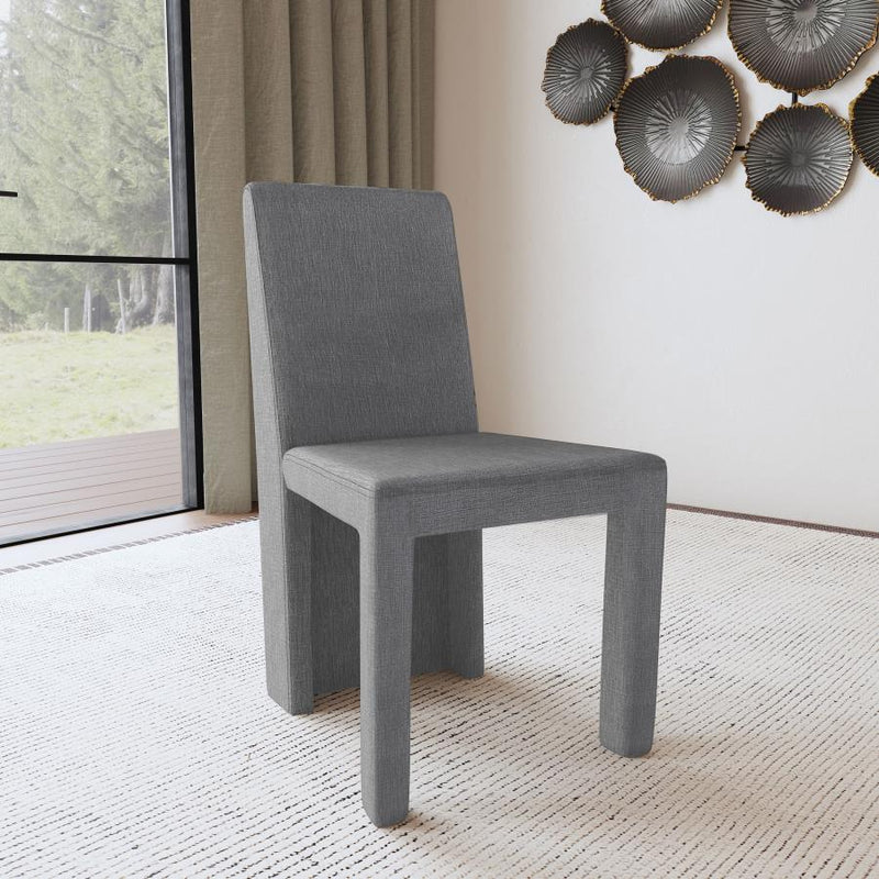 Silla de comedor lateral tapizada en terciopelo Tordera gris (juego de 2)