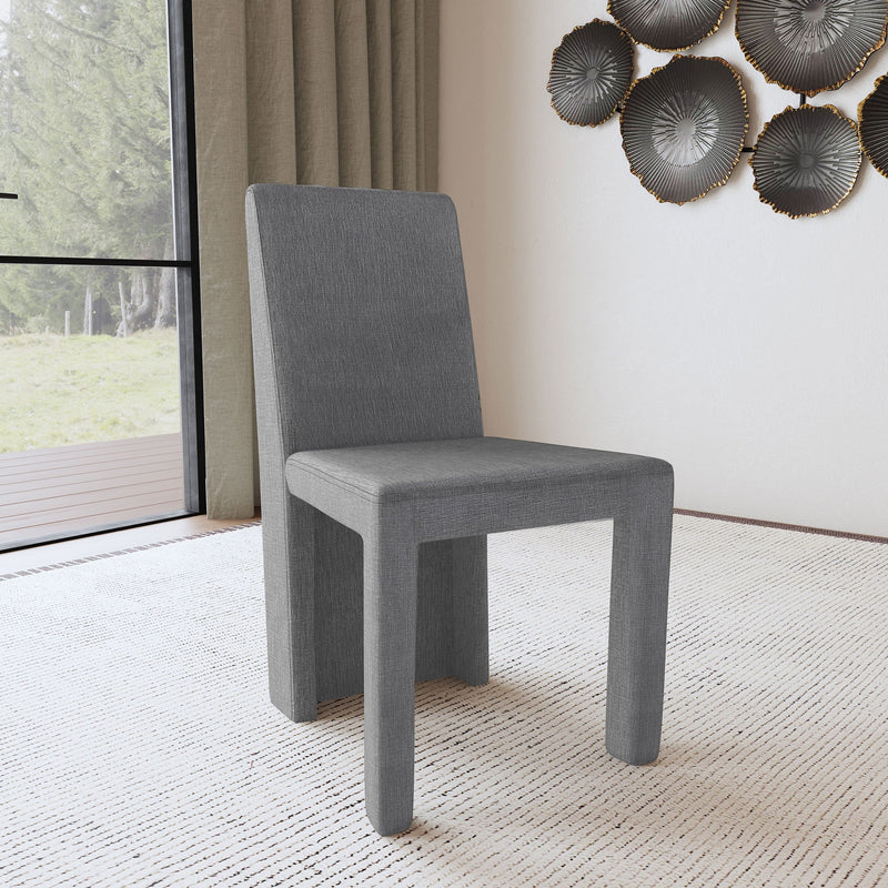 Silla de comedor lateral tapizada en terciopelo Tordera gris (juego de 2)