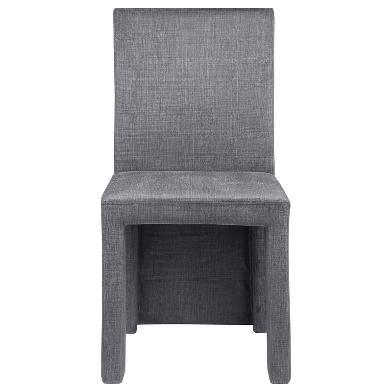 Silla de comedor lateral tapizada en terciopelo Tordera gris (juego de 2)