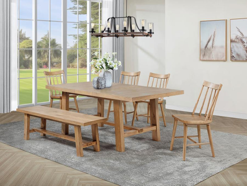 Juego de comedor Middleton con hoja extensible, marrón natural