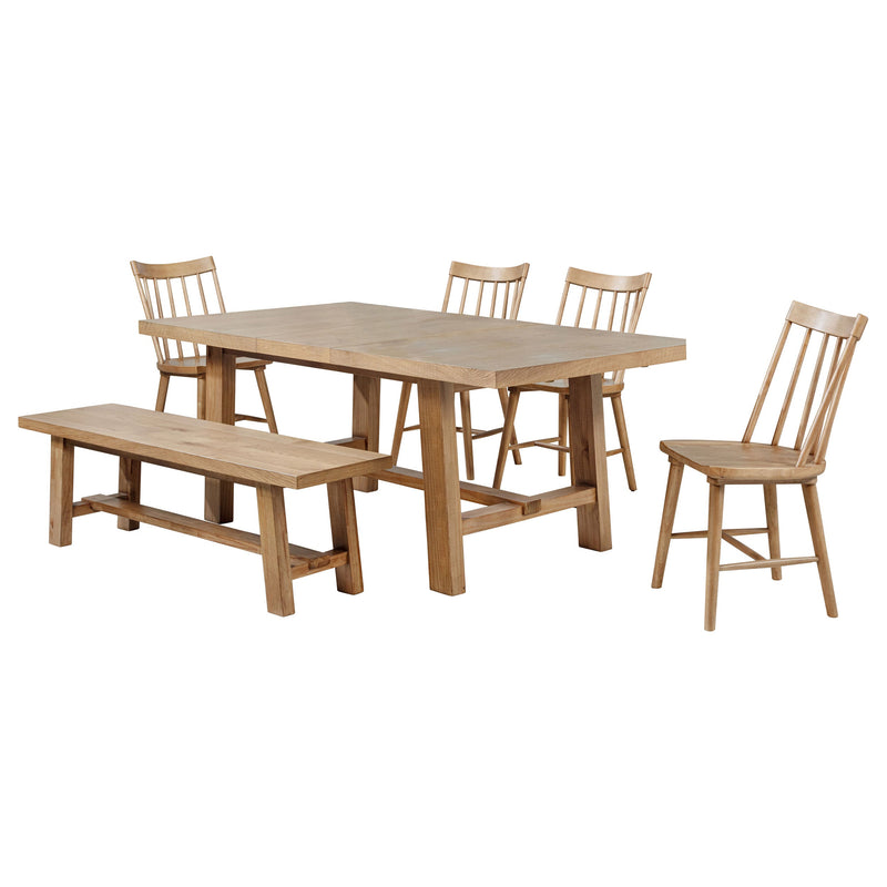 Juego de comedor Middleton con hoja extensible, marrón natural