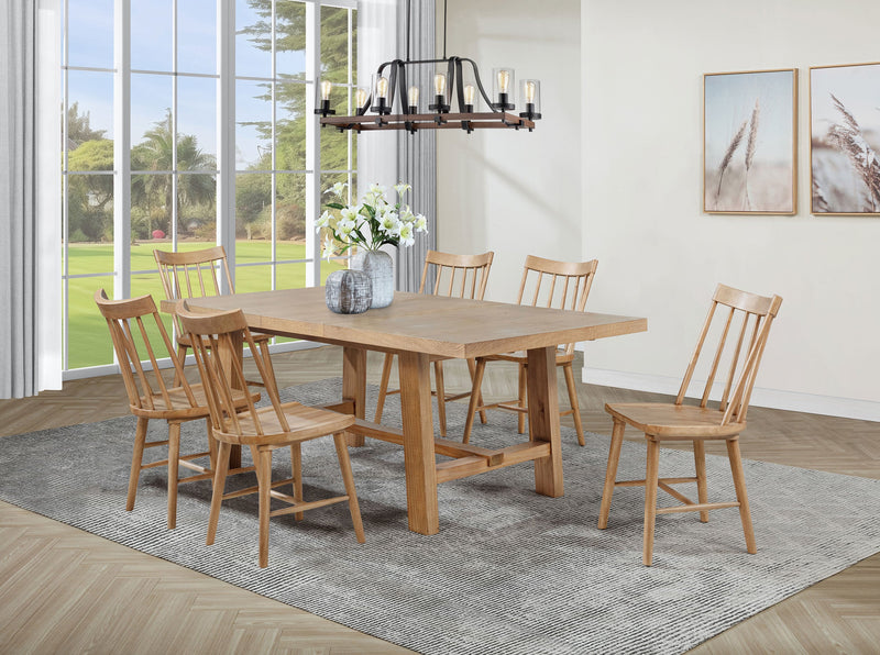 Juego de comedor Middleton con hoja extensible, marrón natural