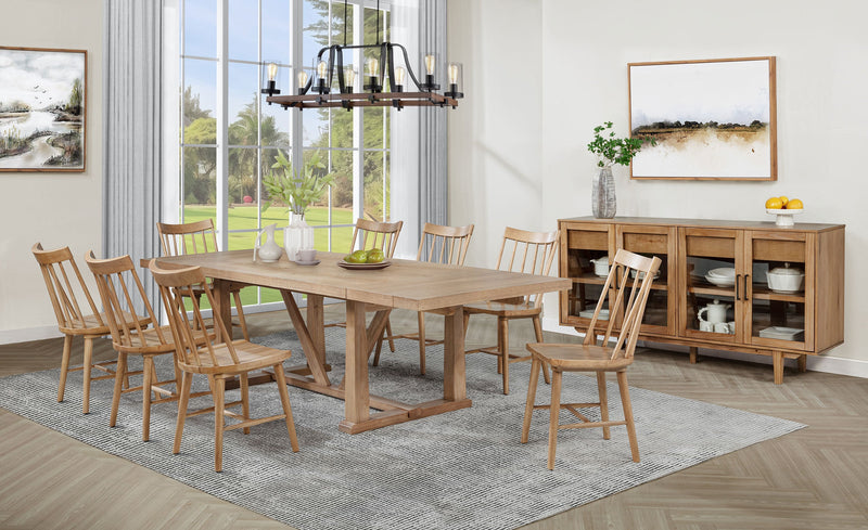 Juego de comedor Middleton con hoja extensible, marrón natural