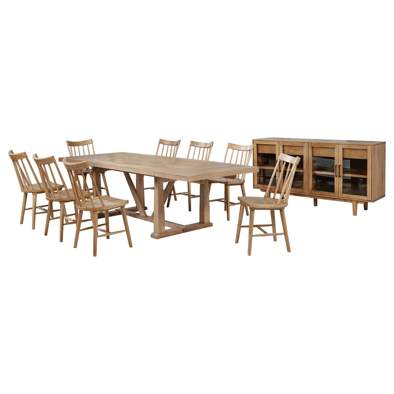 Juego de comedor Middleton con hoja extensible, marrón natural