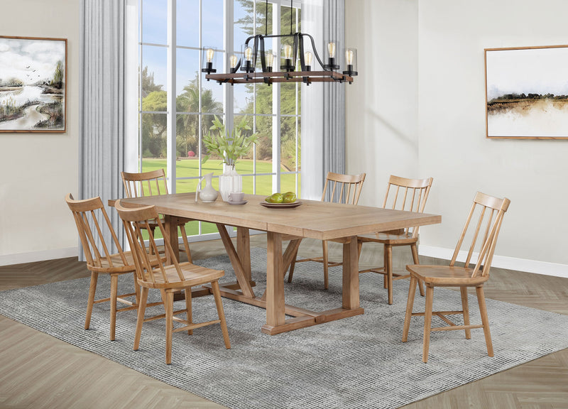 Juego de comedor Middleton con hoja extensible, marrón natural