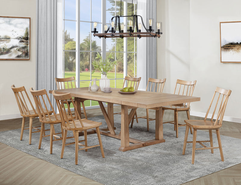 Juego de comedor Middleton con hoja extensible, marrón natural