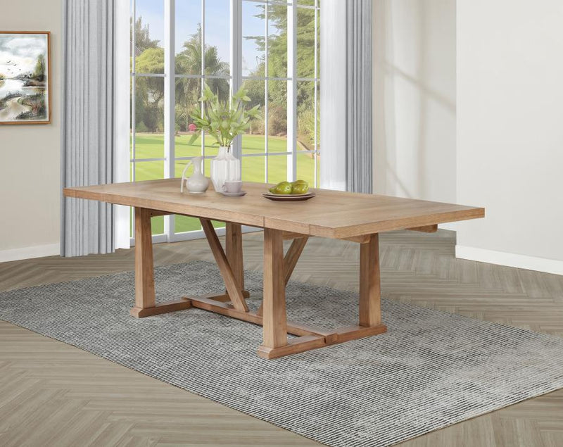 Mesa de comedor Middleton de 106 pulgadas con extensión, marrón natural