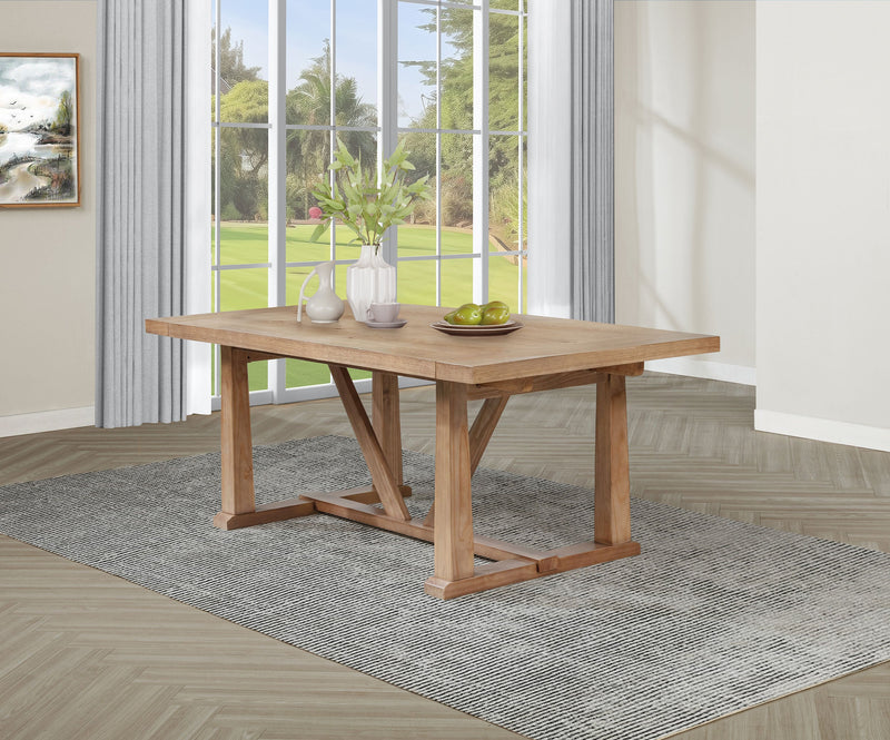 Mesa de comedor Middleton de 106 pulgadas con extensión, marrón natural
