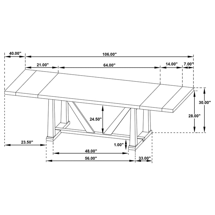 Middleton 106-inch Extension Leaf Dining Table Natural Brown