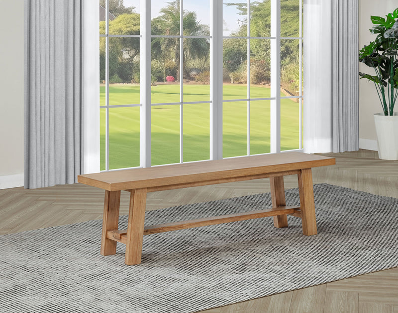 Banco de comedor sin respaldo Middleton de madera de 60 pulgadas, marrón natural