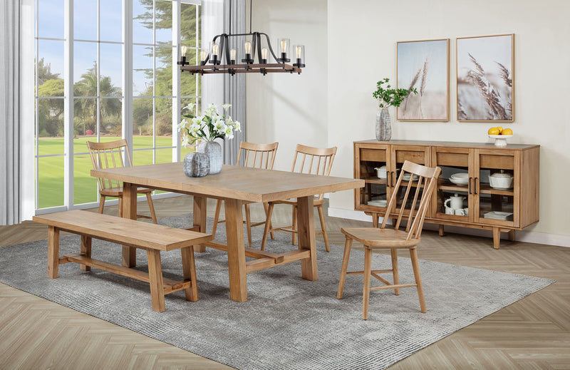 Banco de comedor sin respaldo Middleton de madera de 60 pulgadas, marrón natural