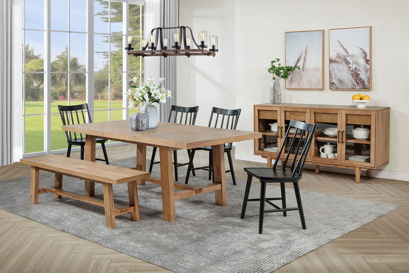 Banco de comedor sin respaldo Middleton de madera de 60 pulgadas, marrón natural
