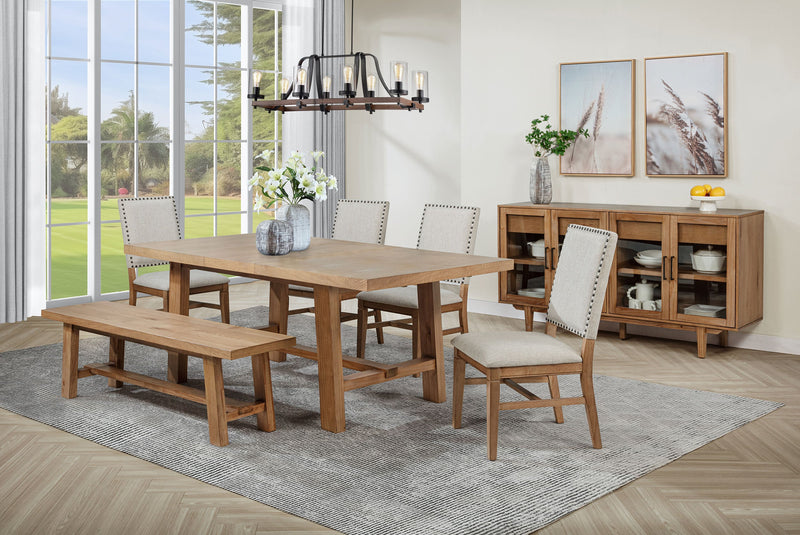 Banco de comedor sin respaldo Middleton de madera de 60 pulgadas, marrón natural