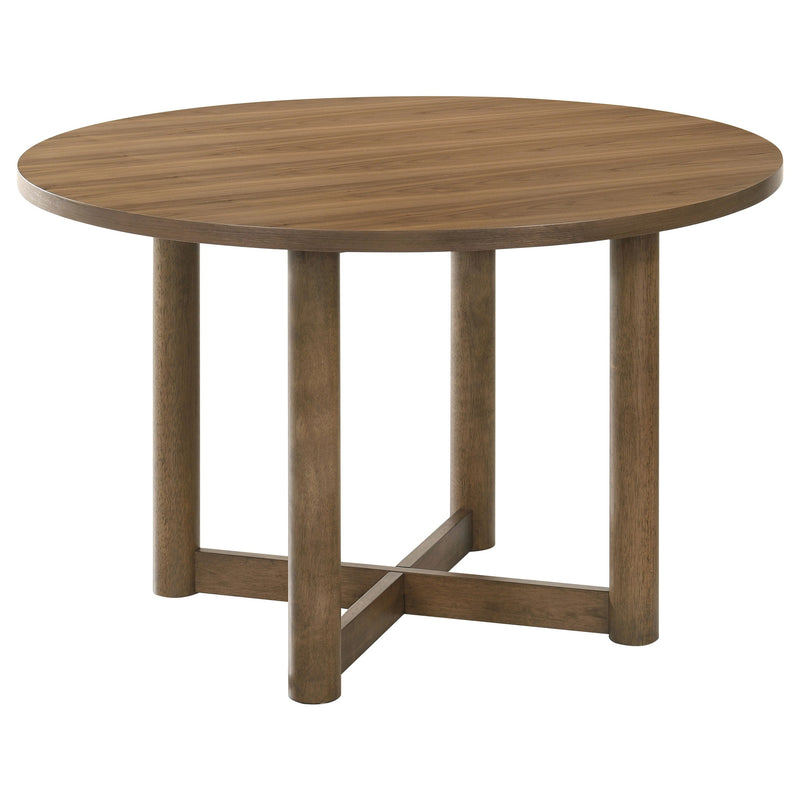 Juego de mesa de comedor redonda de madera de 5 piezas Crestmore de 46 pulgadas, nogal