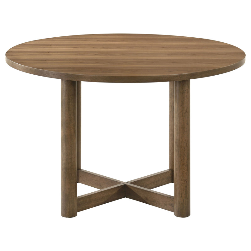 Juego de mesa de comedor redonda de madera de 5 piezas Crestmore de 46 pulgadas, nogal