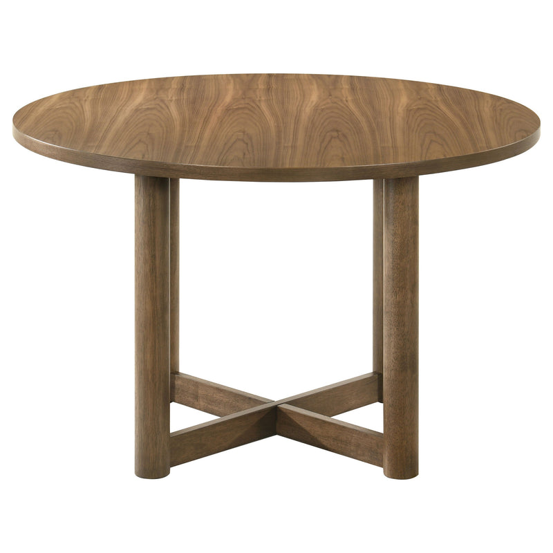 Juego de mesa de comedor redonda de madera de 5 piezas Crestmore de 46 pulgadas, nogal