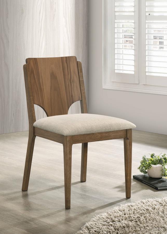 Crestmore Sillas de Comedor con Asiento Tapizado Nogal (Juego de 2)