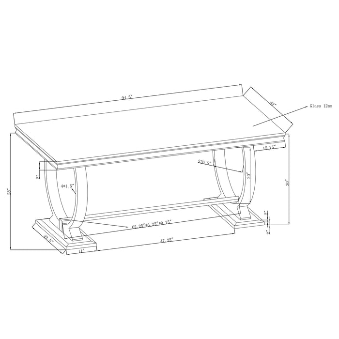 Antoine Rectangle Dining Table White and Chrome