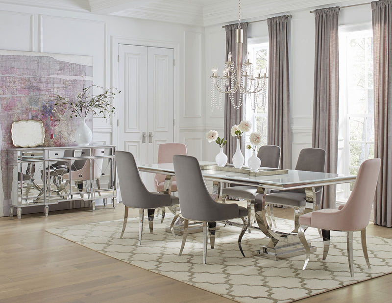 Mesa de comedor Antoine rectangular con superficie de cristal de 95 pulgadas