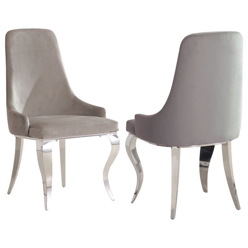 Silla de comedor auxiliar tapizada en terciopelo Antoine, gris (juego de 2)