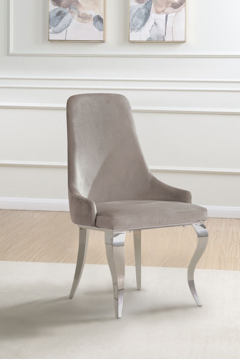 Silla de comedor auxiliar tapizada en terciopelo Antoine, gris (juego de 2)