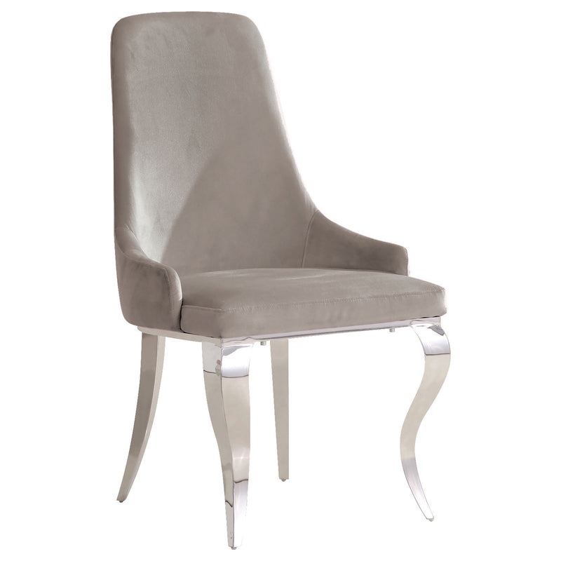 Silla de comedor auxiliar tapizada en terciopelo Antoine, gris (juego de 2)