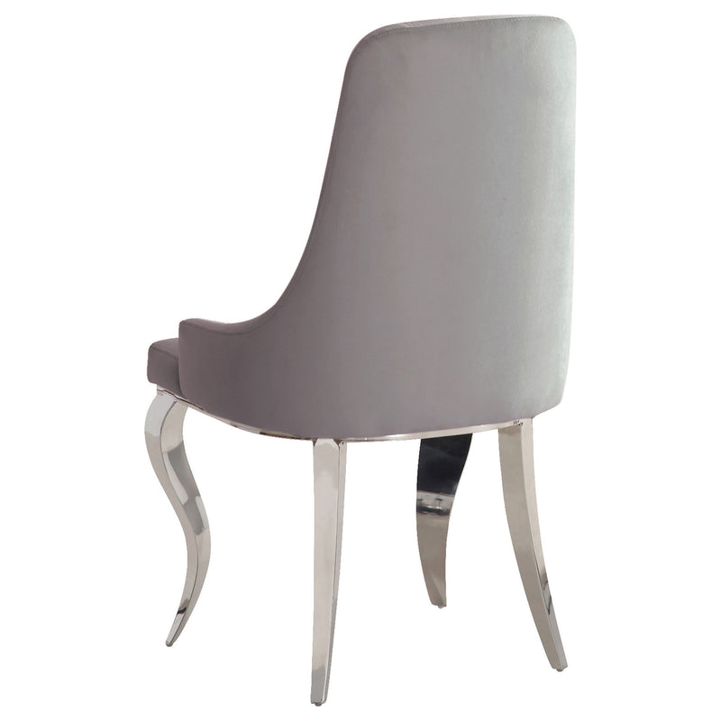 Silla de comedor auxiliar tapizada en terciopelo Antoine, gris (juego de 2)
