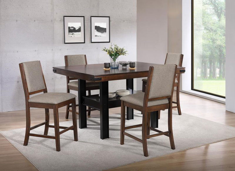 Juego de comedor de altura de mostrador Patterson, roble y mango
