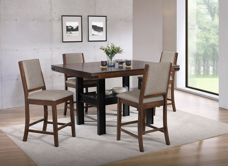 Juego de comedor de altura de mostrador Patterson, roble y mango