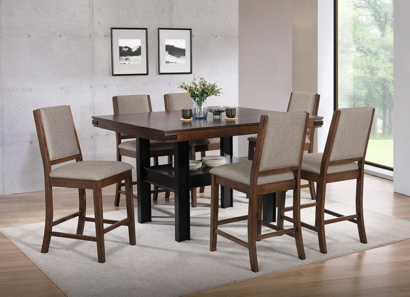 Juego de comedor de altura de mostrador Patterson, roble y mango