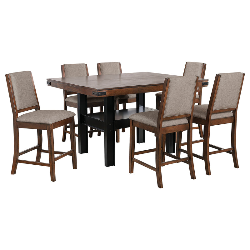 Juego de comedor de altura de mostrador Patterson, roble y mango