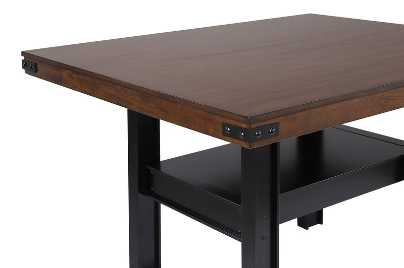 Juego de comedor de altura de mostrador Patterson, roble y mango