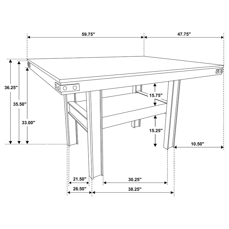 Mesa de comedor Patterson de 60 pulgadas de altura de mostrador, roble de mango