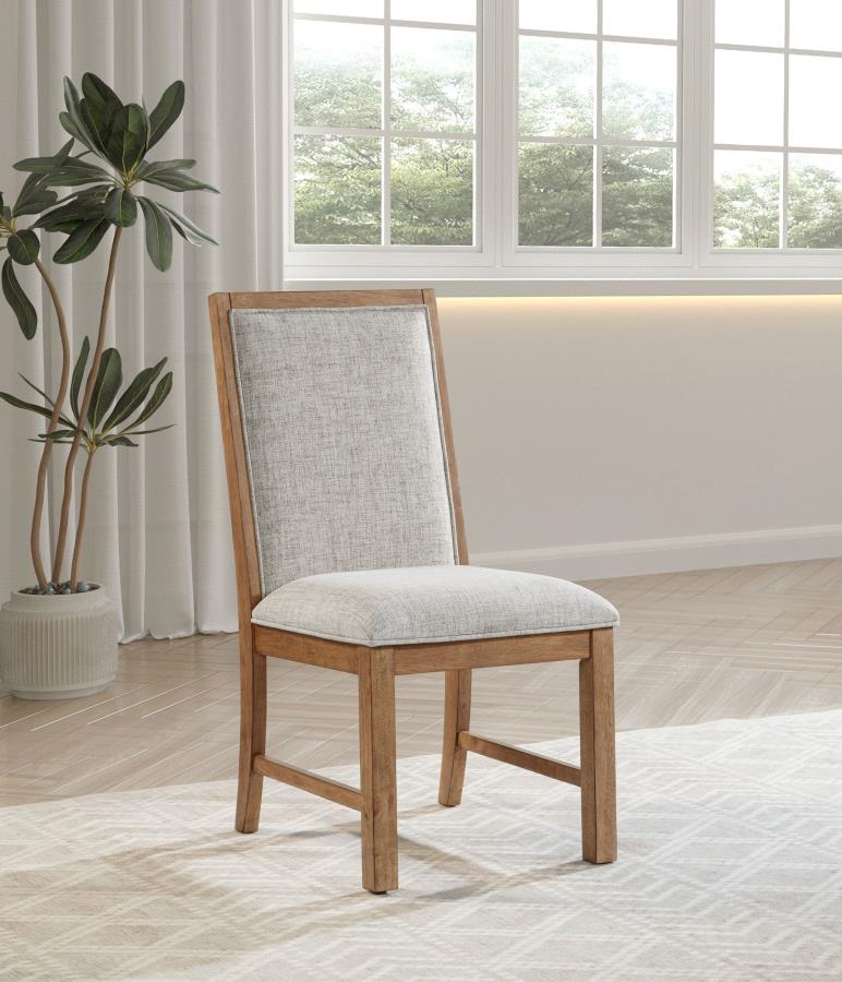 Silla auxiliar tapizada Bruner, marrón natural (juego de 2)