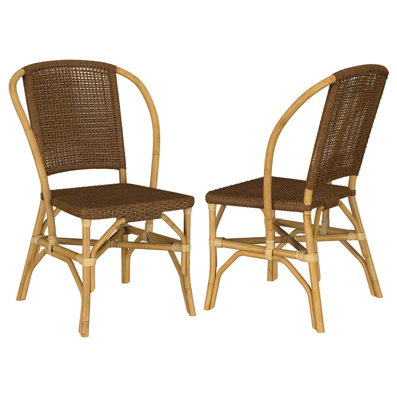 Silla de comedor lateral Lexley de ratán trenzado marrón (Juego de 2)