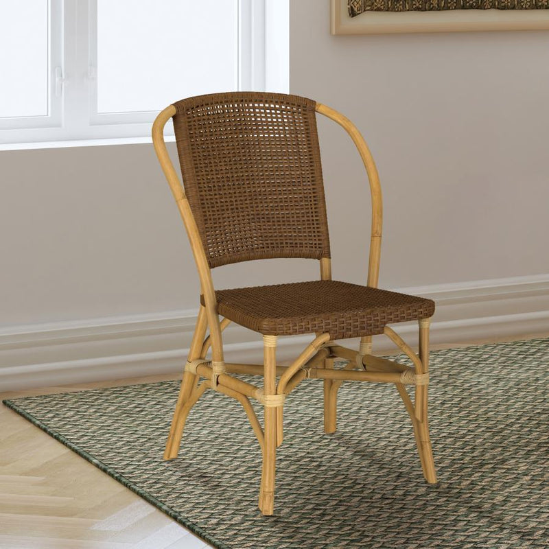 Silla de comedor lateral Lexley de ratán trenzado marrón (Juego de 2)