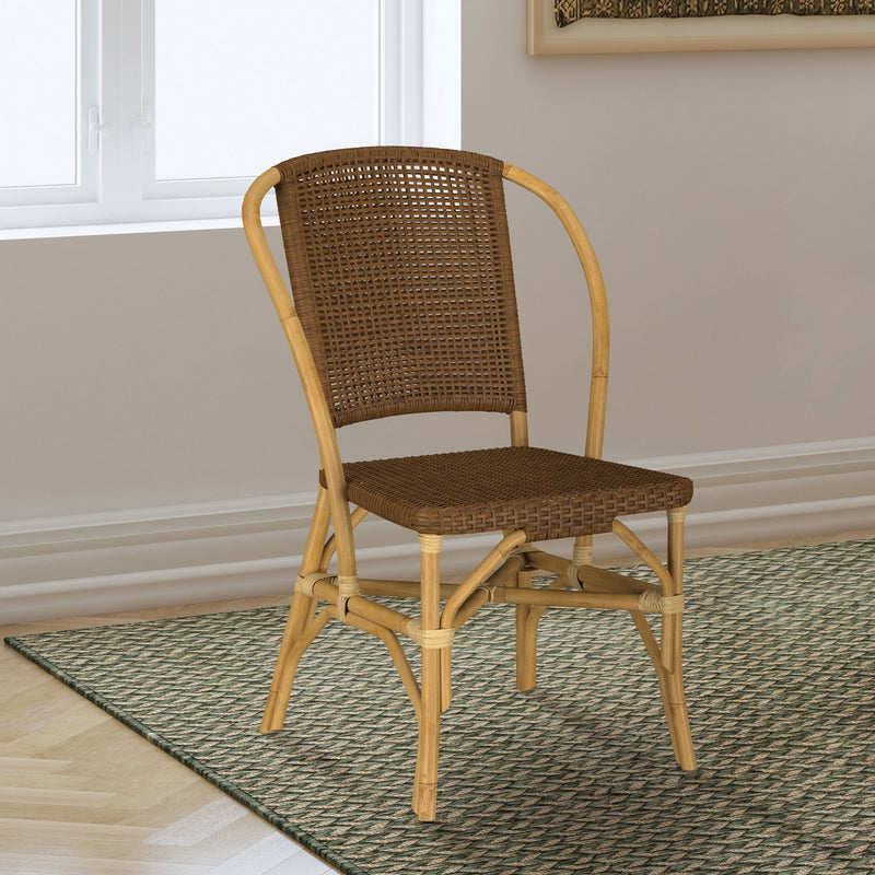 Silla de comedor lateral Lexley de ratán trenzado marrón (Juego de 2)