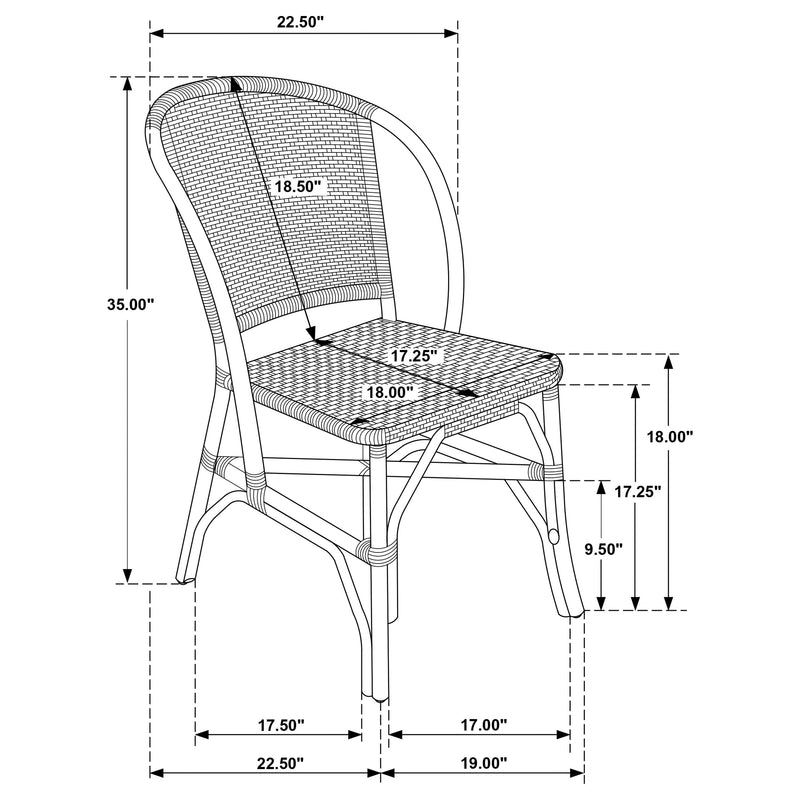 Silla de comedor lateral Lexley de ratán trenzado marrón (Juego de 2)