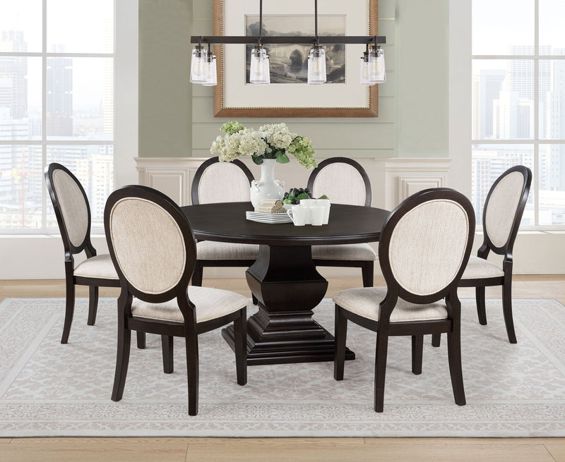 Mesa de comedor redonda de madera Twyla de 60 pulgadas color Cacao Oscuro