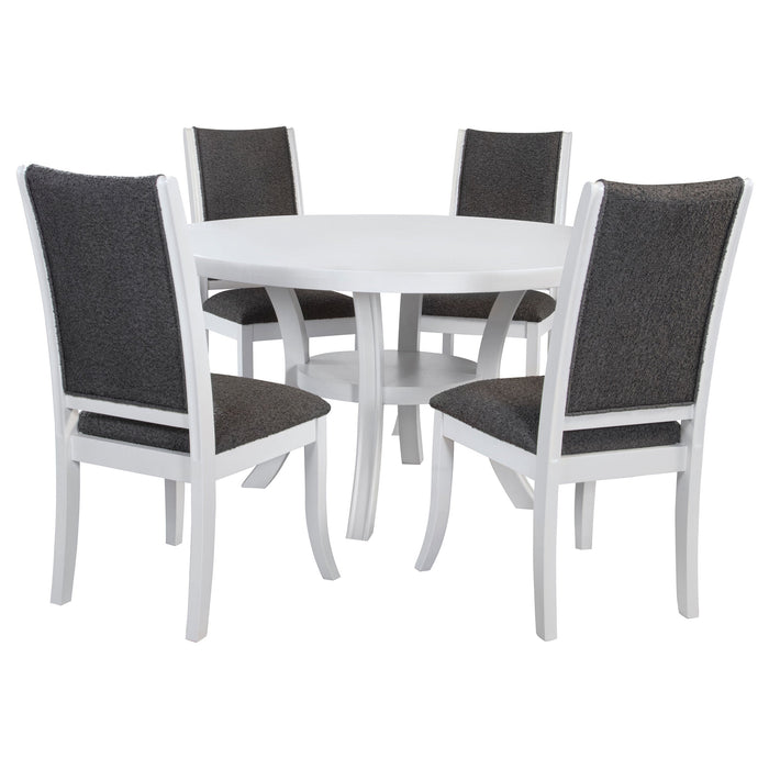 Judd 54-inch Round Wood Dining Table Set Pearl