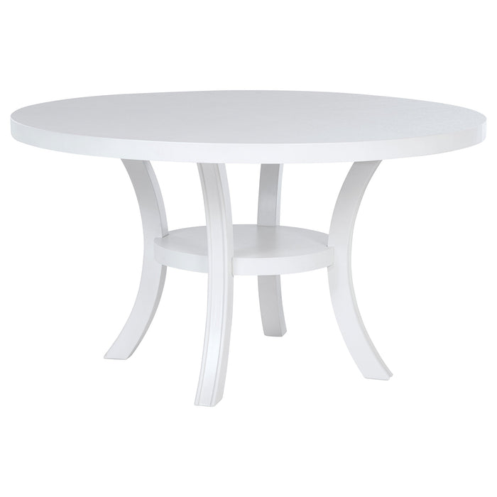 Judd 54-inch Round Wood Dining Table Set Pearl