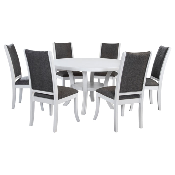 Judd 54-inch Round Wood Dining Table Set Pearl