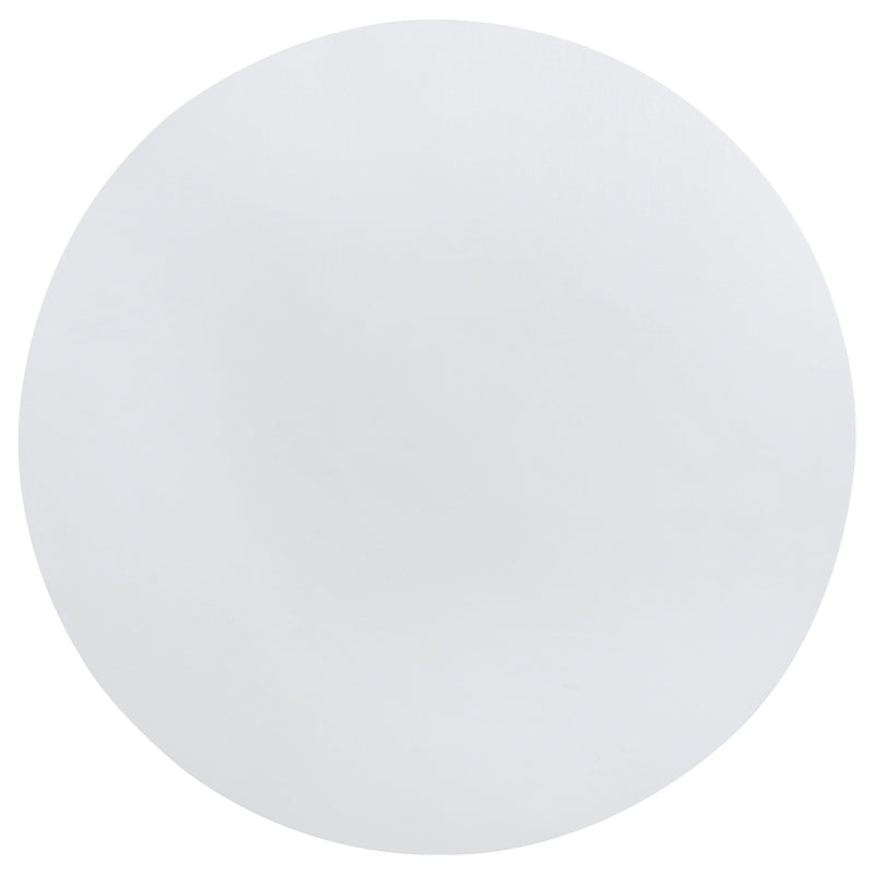 Mesa de comedor redonda de madera Judd de 54 pulgadas con estante, blanco perla