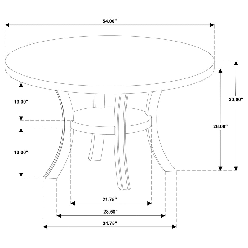 Mesa de comedor redonda de madera Judd de 54 pulgadas con estante, blanco perla
